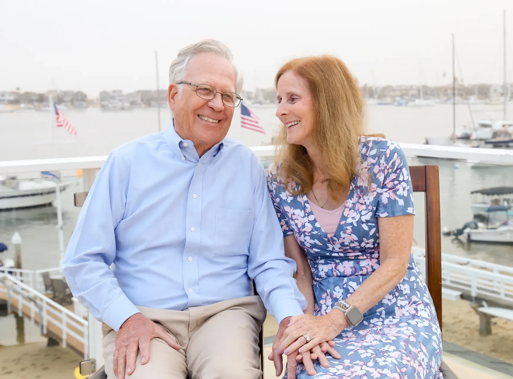 Couple smiling during a Balboa portrait session