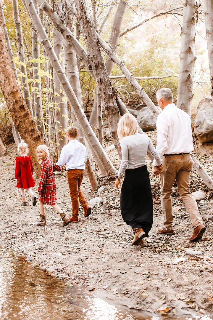 Family portrait near a creek