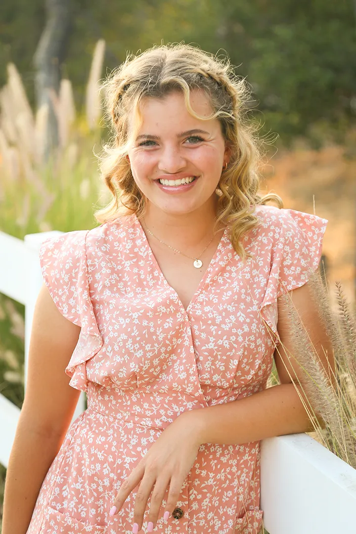 Portrait of a girl in a pink dress