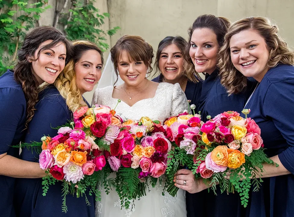 Wedding family and bridal party portrait